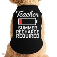 Funny Teacher Summer Recharge Required Low Battery Humor Doggie Tank thumb 0