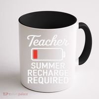 Funny Teacher Summer Recharge Required Low Battery Humor Coffee Mug thumb 1