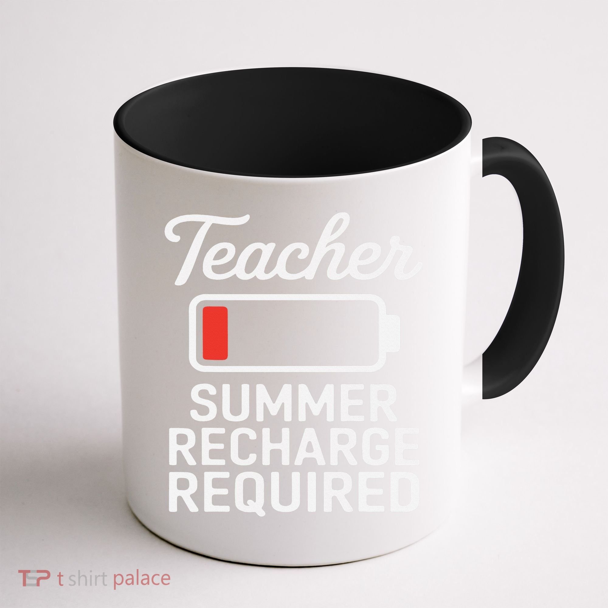 Funny Teacher Summer Recharge Required Low Battery Humor Coffee Mug