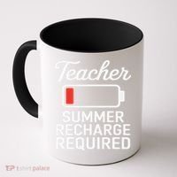 Funny Teacher Summer Recharge Required Low Battery Humor Coffee Mug thumb 0