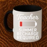 Funny Teacher Summer Recharge Required Low Battery Humor Coffee Mug thumb 2