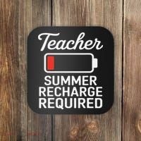 Funny Teacher Summer Recharge Required Low Battery Humor Coaster thumb 0