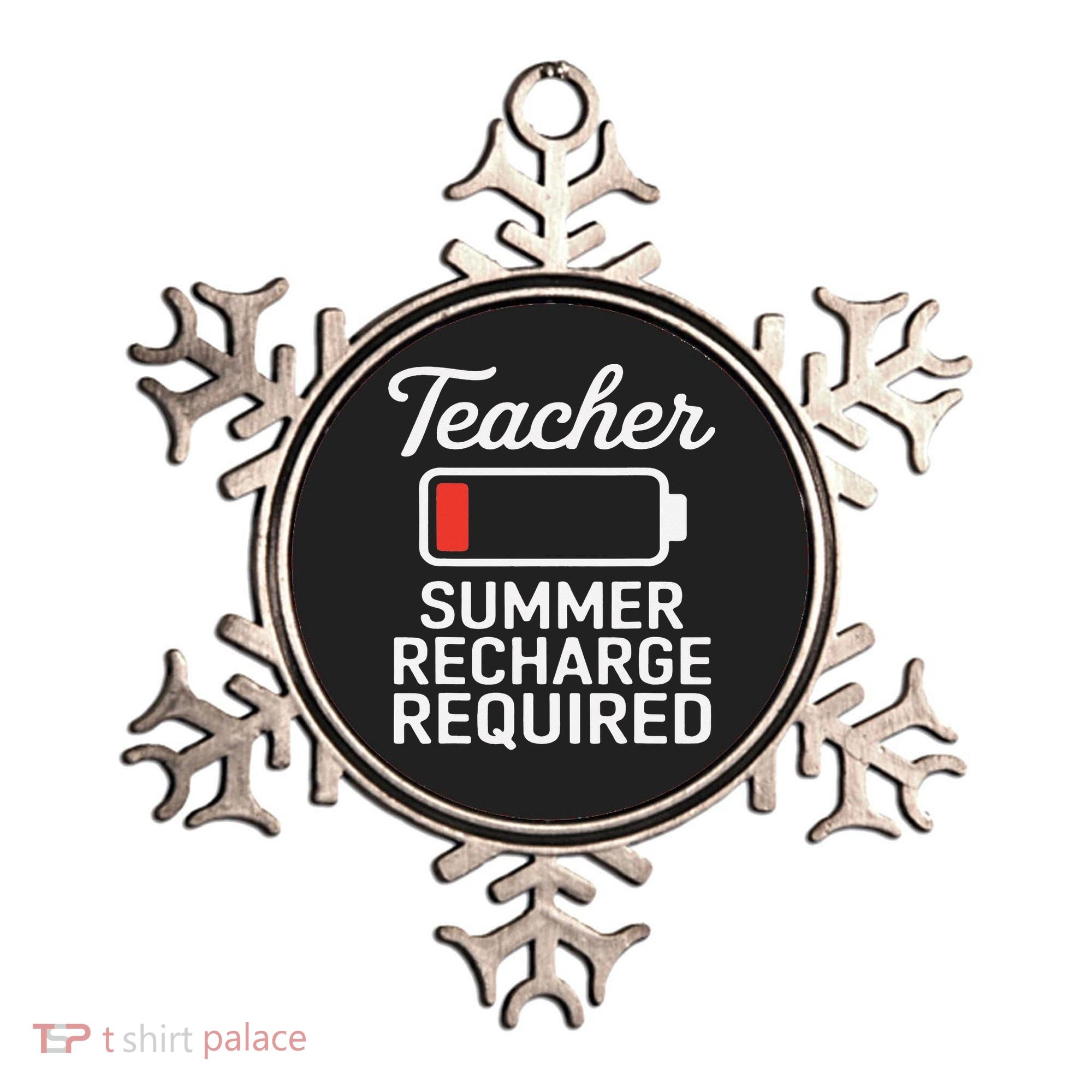 Funny Teacher Summer Recharge Required Low Battery Humor Ornament