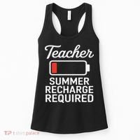Funny Teacher Summer Recharge Required Low Battery Humor Women's Tank Top thumb 0