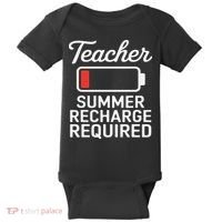 Funny Teacher Summer Recharge Required Low Battery Humor Baby Bodysuit thumb 0