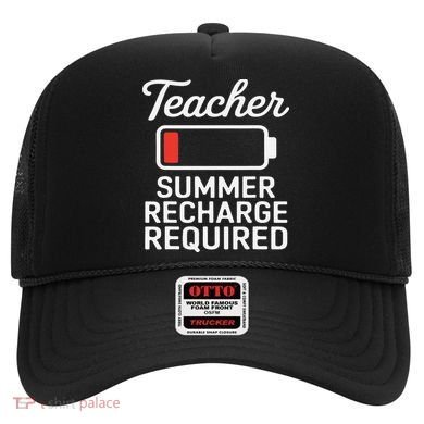 Funny Teacher Summer Recharge Required Low Battery Humor Hat