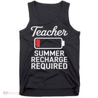 Funny Teacher Summer Recharge Required Low Battery Humor Tank Top thumb 0