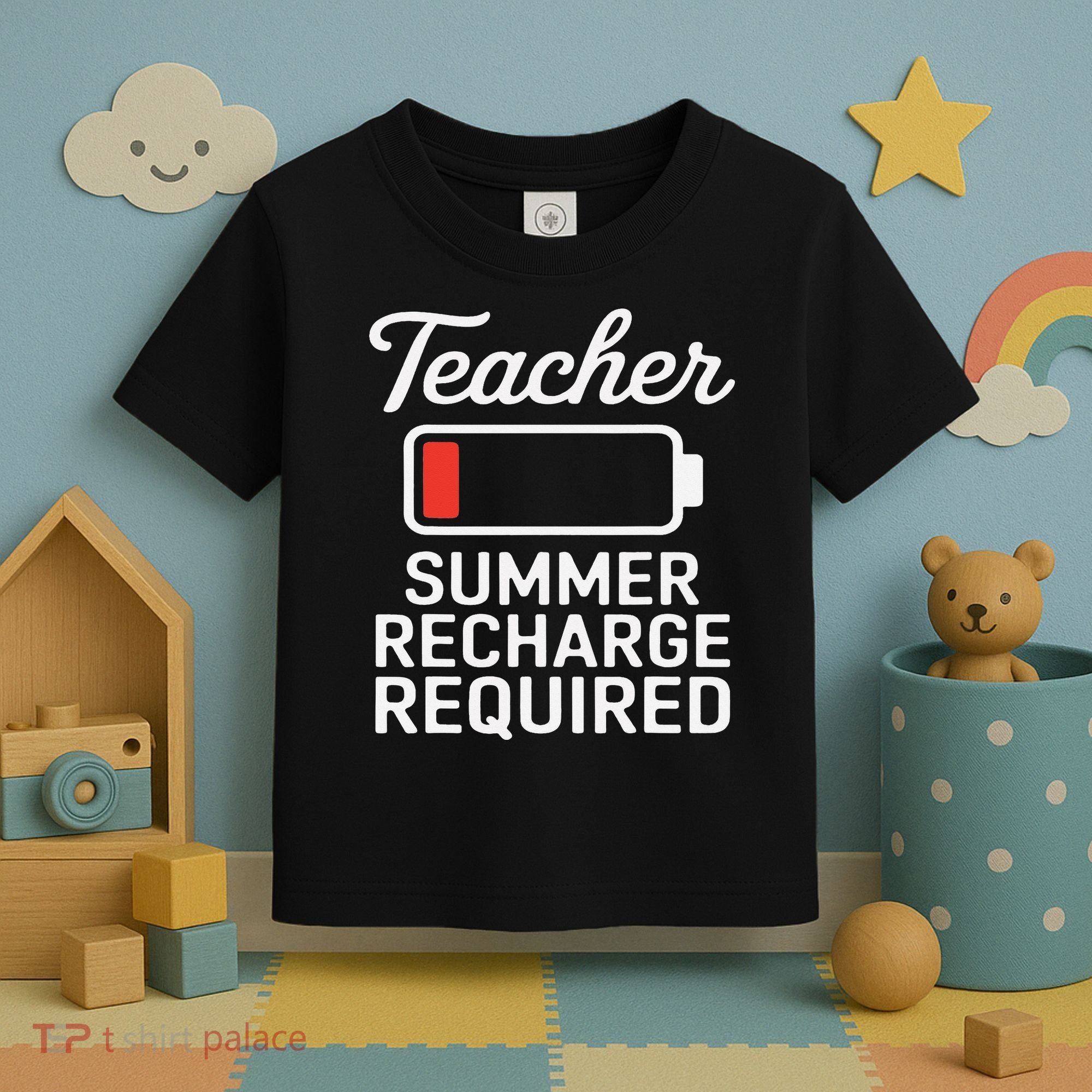 Funny Teacher Summer Recharge Required Low Battery Humor Toddler T-Shirt