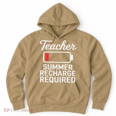 Funny Teacher Summer Recharge Required Low Battery Humor Hoodie