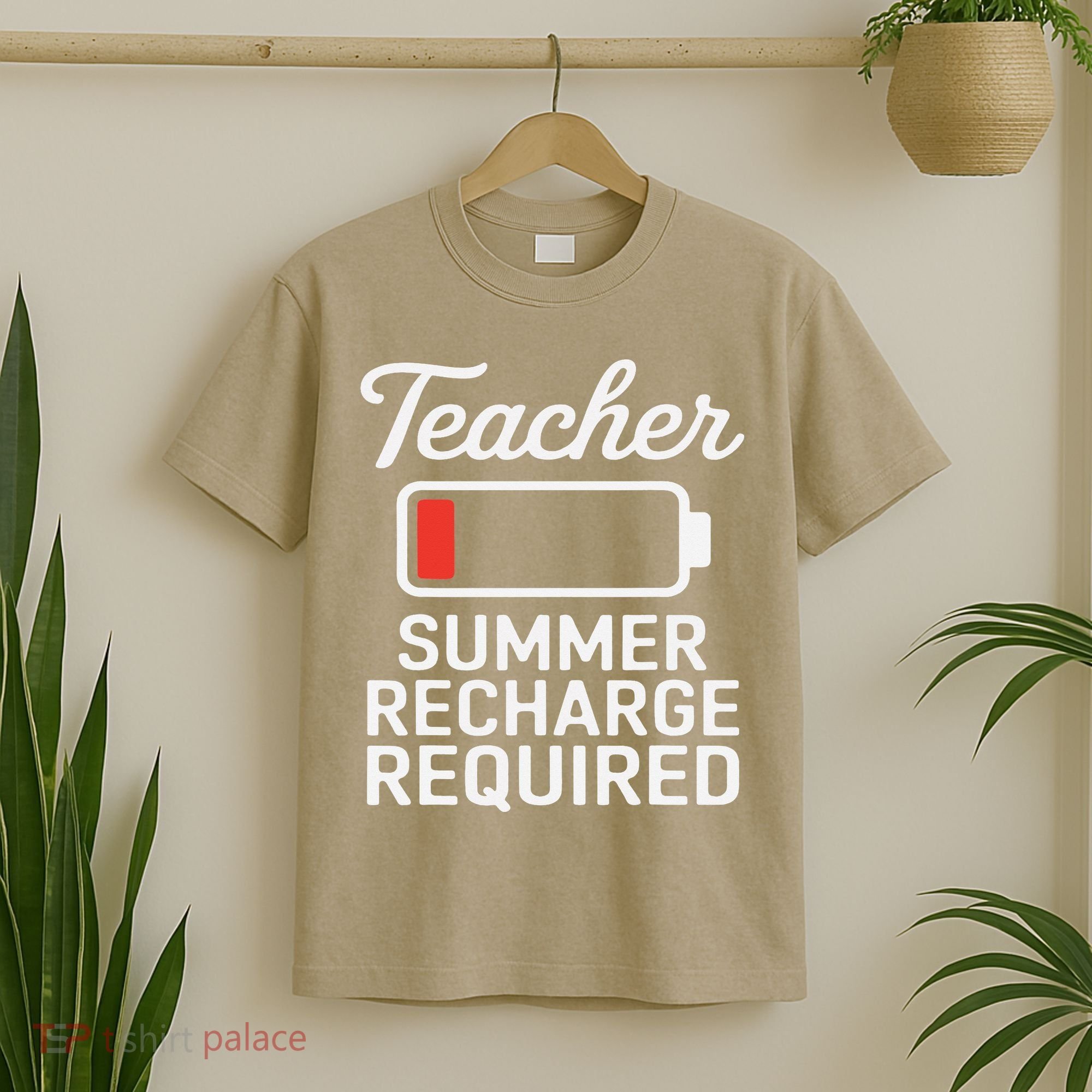 Funny Teacher Summer Recharge Required Low Battery Humor T-Shirt