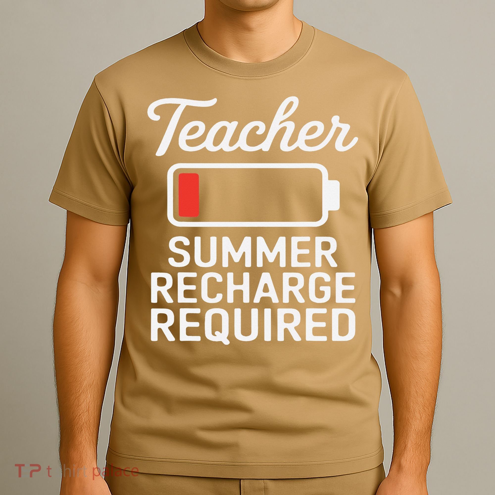 Funny Teacher Summer Recharge Required Low Battery Humor T-Shirt