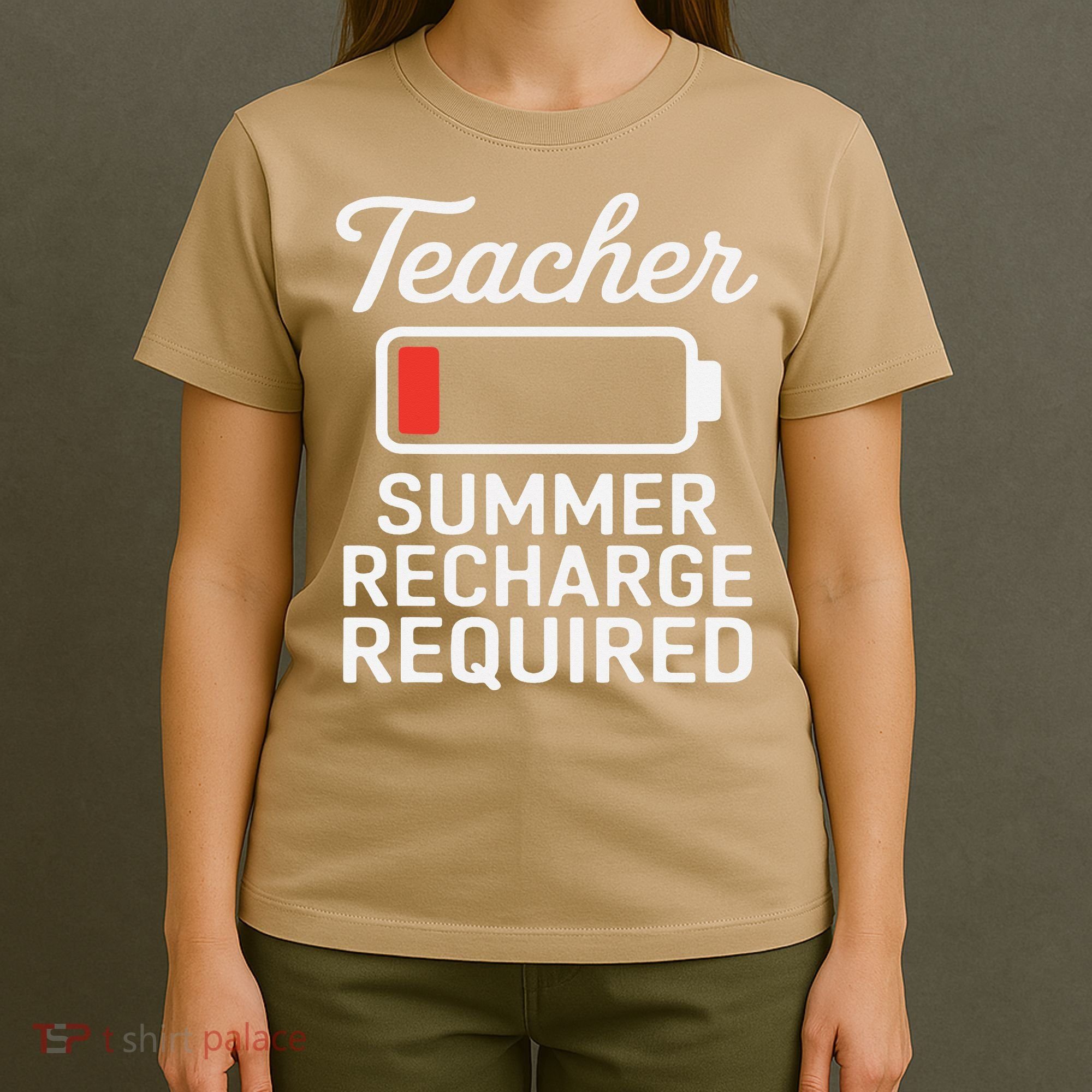 Funny Teacher Summer Recharge Required Low Battery Humor T-Shirt