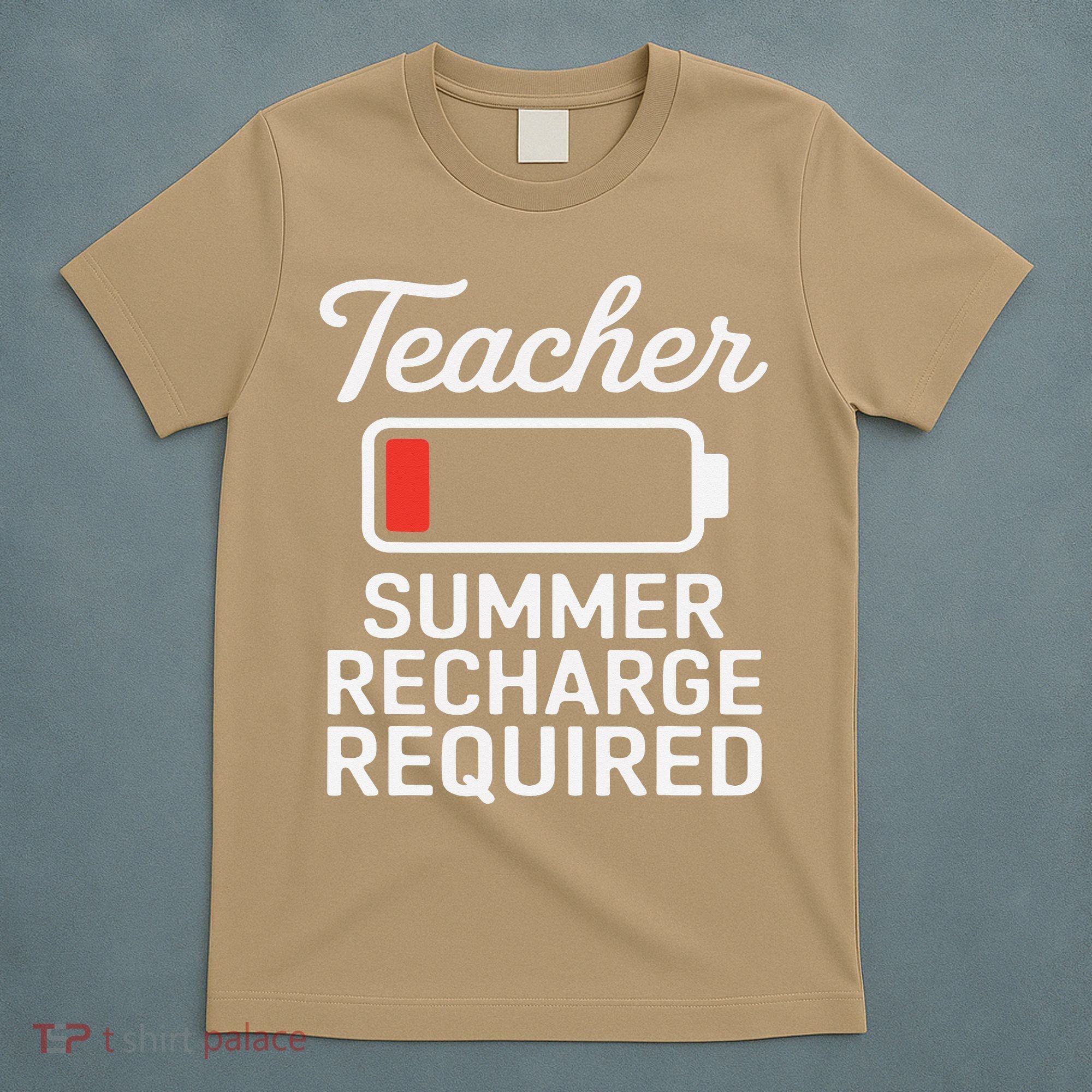 Funny Teacher Summer Recharge Required Low Battery Humor T-Shirt