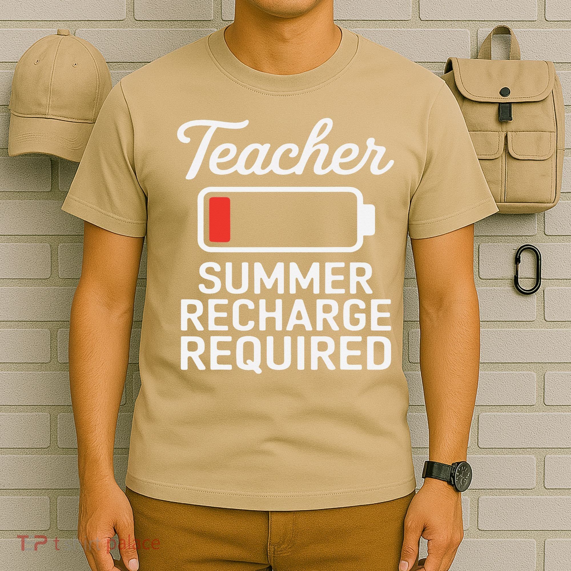 Funny Teacher Summer Recharge Required Low Battery Humor T-Shirt