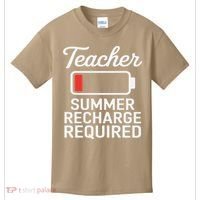 Funny Teacher Summer Recharge Required Low Battery Humor Kids T-Shirt thumb 0