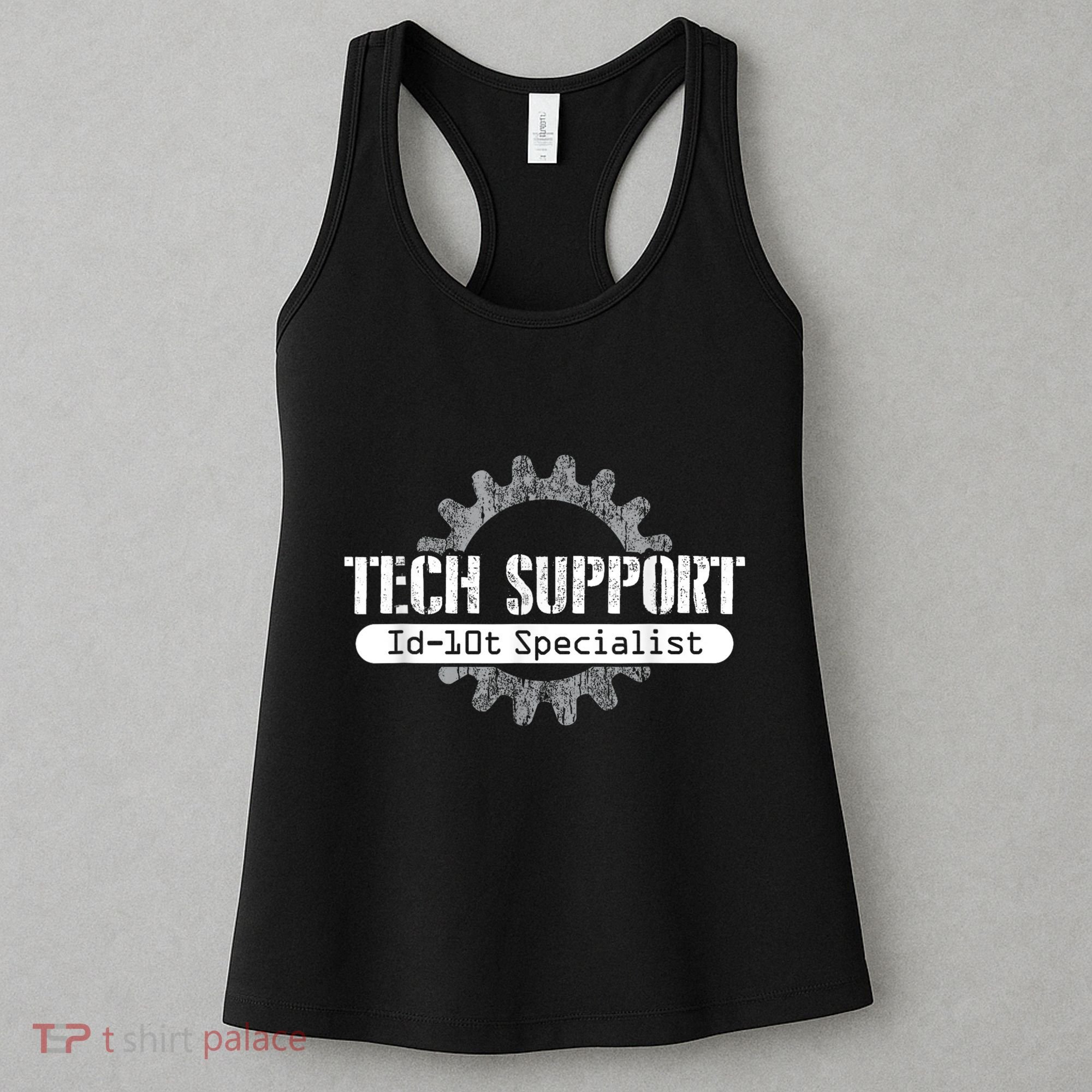 Funny Tech Support Id10t Computer Idiot Joke Women's Tank Top