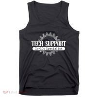Funny Tech Support Id10t Computer Idiot Joke Tank Top thumb 0
