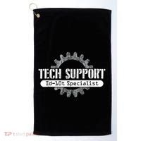 Funny Tech Support Id10t Computer Idiot Joke Golf Towel thumb 0