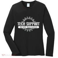 Funny Tech Support Id10t Computer Idiot Joke Women's Long Sleeve Shirt thumb 0