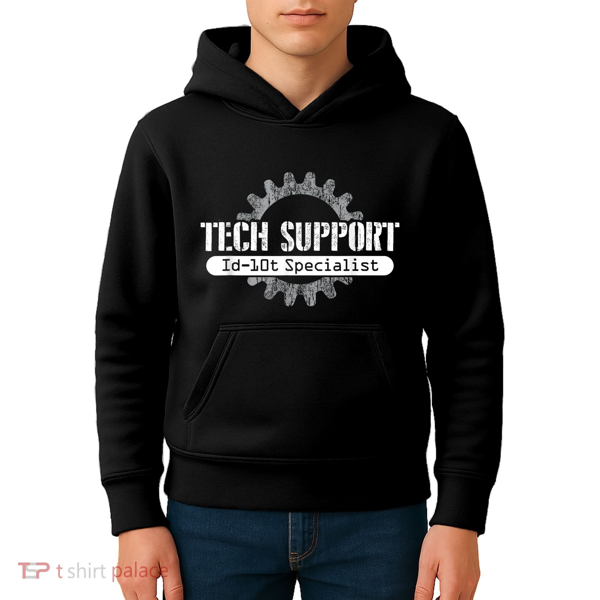 Funny Tech Support Id10t Computer Idiot Joke Kids Hoodie