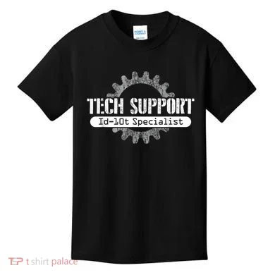 Funny Tech Support Id10t Computer Idiot Joke Kids T-Shirt
