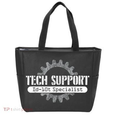 Funny Tech Support Id10t Computer Idiot Joke Tote Bag