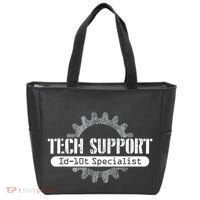 Funny Tech Support Id10t Computer Idiot Joke Tote Bag thumb 0