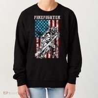 Fire Tattered Stripes Patriotic Firefighter American Flag Gift Women's Sweatshirt thumb 0