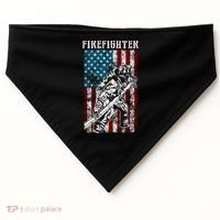 Fire Tattered Stripes Patriotic Firefighter American Flag Gift USA-Made Doggie Bandana thumb 0