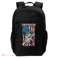 Fire Tattered Stripes Patriotic Firefighter American Flag Gift Backpack thumb 0