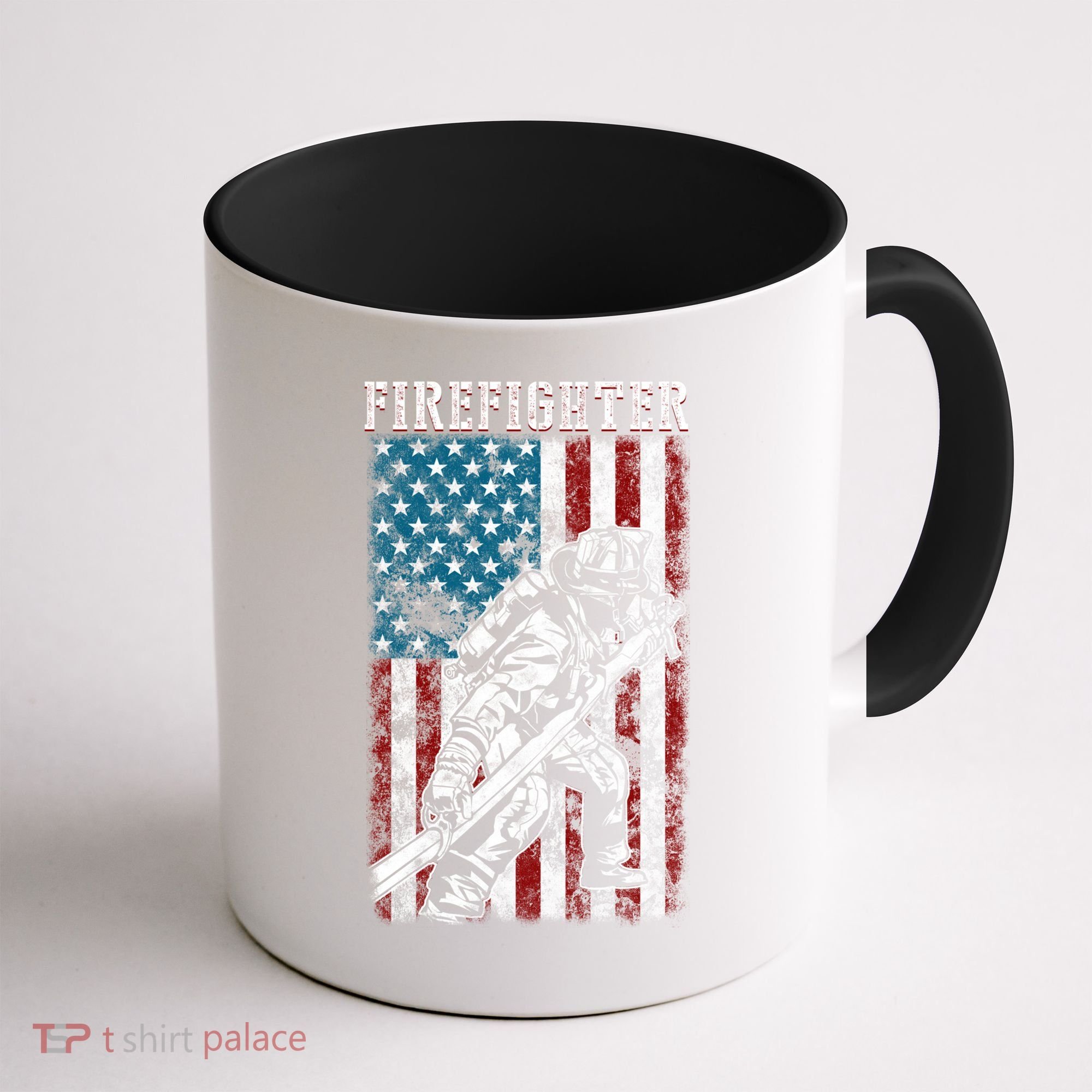 Fire Tattered Stripes Patriotic Firefighter American Flag Gift Coffee Mug