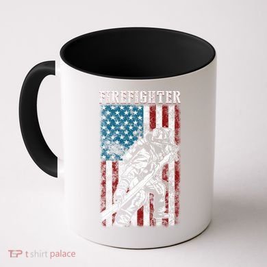 Fire Tattered Stripes Patriotic Firefighter American Flag Gift Coffee Mug