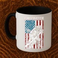 Fire Tattered Stripes Patriotic Firefighter American Flag Gift Coffee Mug thumb 2