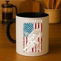 Fire Tattered Stripes Patriotic Firefighter American Flag Gift Coffee Mug thumb 4