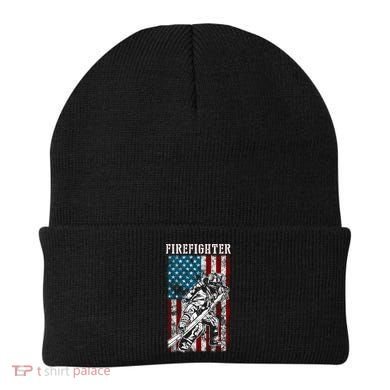 Fire Tattered Stripes Patriotic Firefighter American Flag Gift Beanie