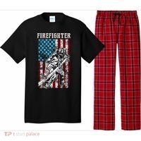 Fire Tattered Stripes Patriotic Firefighter American Flag Gift Pajama Set thumb 0