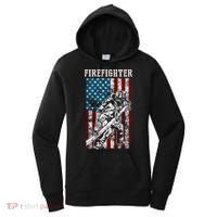 Fire Tattered Stripes Patriotic Firefighter American Flag Gift Women's Hoodie thumb 0