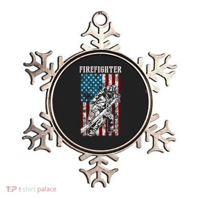Fire Tattered Stripes Patriotic Firefighter American Flag Gift Ornament
