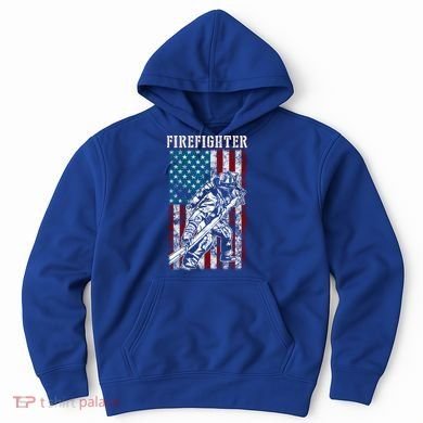 Fire Tattered Stripes Patriotic Firefighter American Flag Gift Hoodie