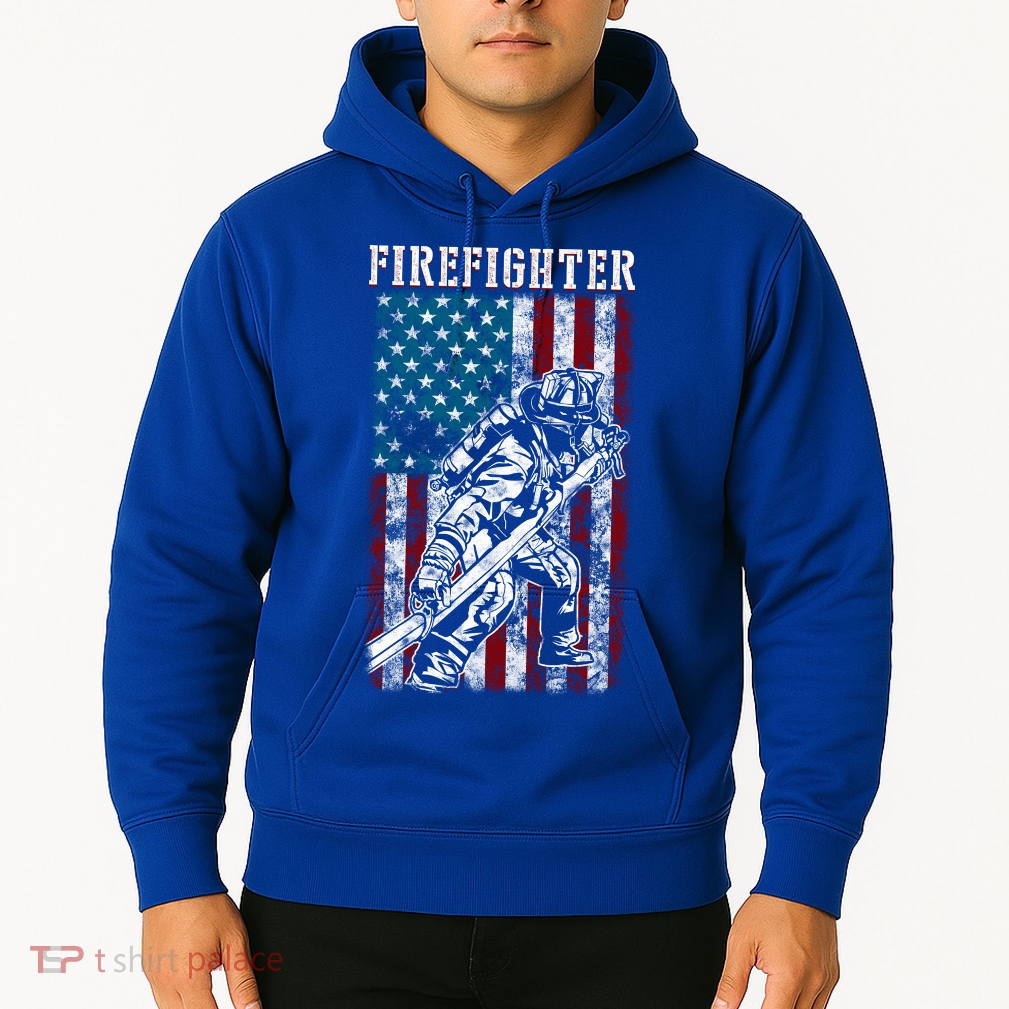 Fire Tattered Stripes Patriotic Firefighter American Flag Gift Hoodie