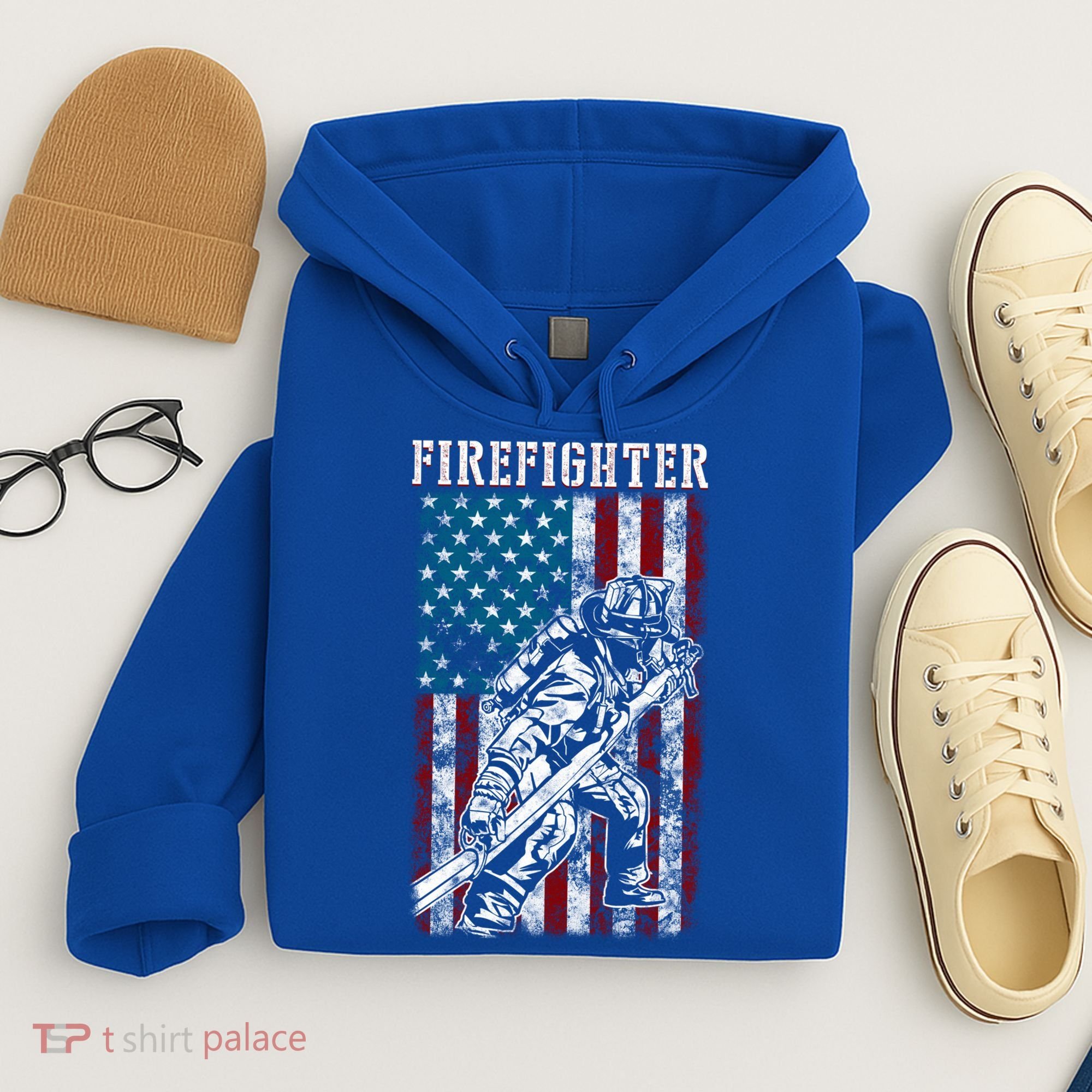 Fire Tattered Stripes Patriotic Firefighter American Flag Gift Hoodie