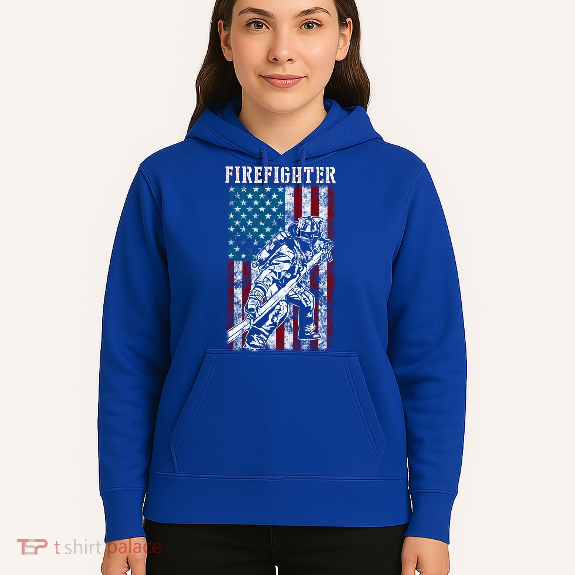 Fire Tattered Stripes Patriotic Firefighter American Flag Gift Hoodie
