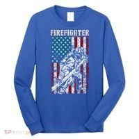 Fire Tattered Stripes Patriotic Firefighter American Flag Gift Long Sleeve Shirt thumb 0