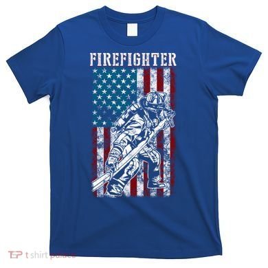 Fire Tattered Stripes Patriotic Firefighter American Flag Gift T-Shirt