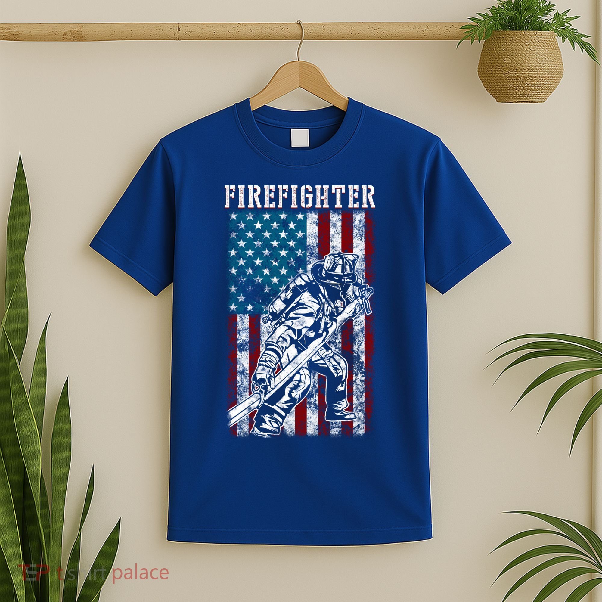 Fire Tattered Stripes Patriotic Firefighter American Flag Gift T-Shirt