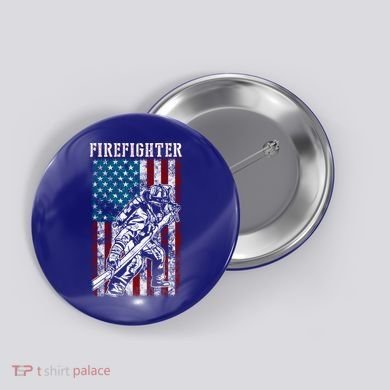 Fire Tattered Stripes Patriotic Firefighter American Flag Gift Button