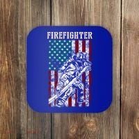 Fire Tattered Stripes Patriotic Firefighter American Flag Gift Coaster thumb 0