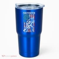 Fire Tattered Stripes Patriotic Firefighter American Flag Gift Tumbler thumb 0
