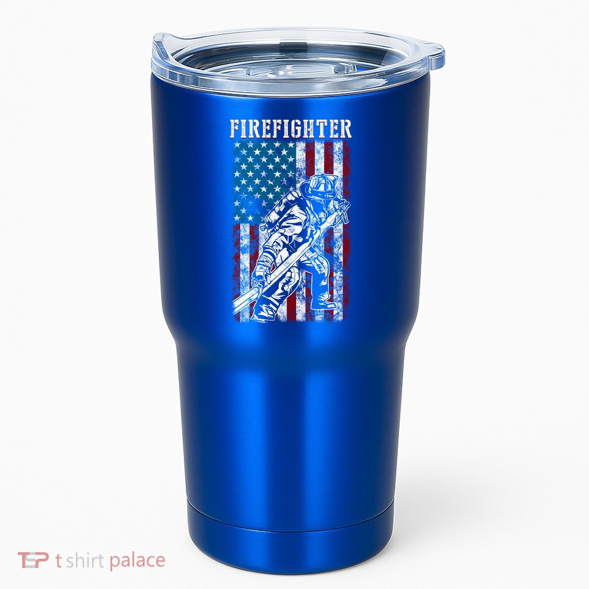 Fire Tattered Stripes Patriotic Firefighter American Flag Gift Tumbler