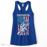 Fire Tattered Stripes Patriotic Firefighter American Flag Gift Women's Tank Top thumb 0